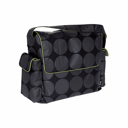 Gray Dot with Lime Trim Messenger Diaper Bag