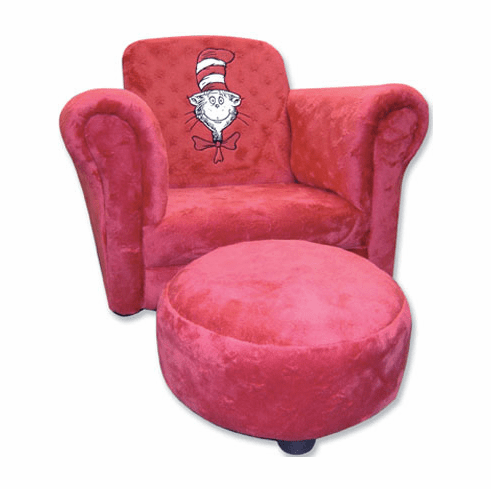 Cat in the Hat Childrens Embroidery Chair & Ottoman