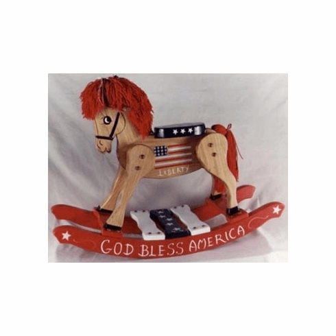 Kids Hand Painted Patriotic Wooden Rocking Horse
