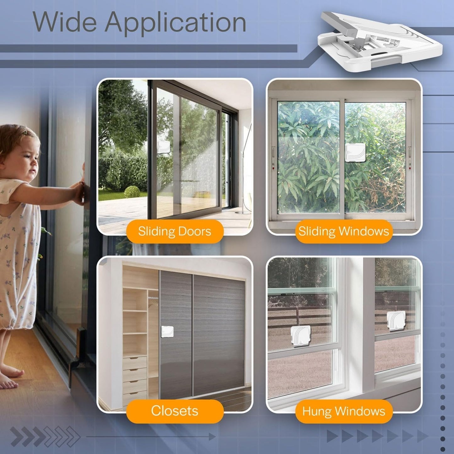 Todays Kids Sliding Glass Door Lock 2 Pack - Child Proof Lock for Sliding Door, Easy to Install Sliding Window Lock - Strong Adhesive Sliding Door Security Lock, Window Locks & Sliding Door Lock