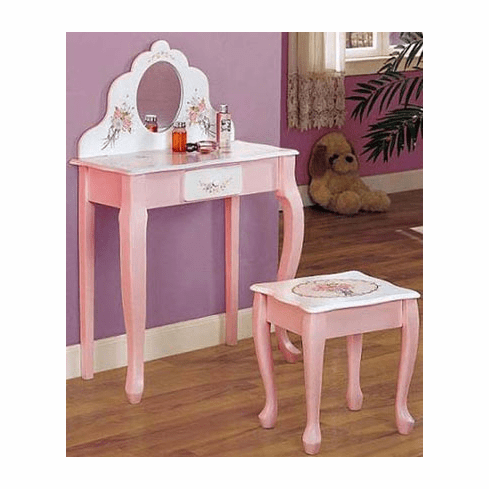 Floral Bouquet Girl's Vanity Table & Stool by Teamson Kids