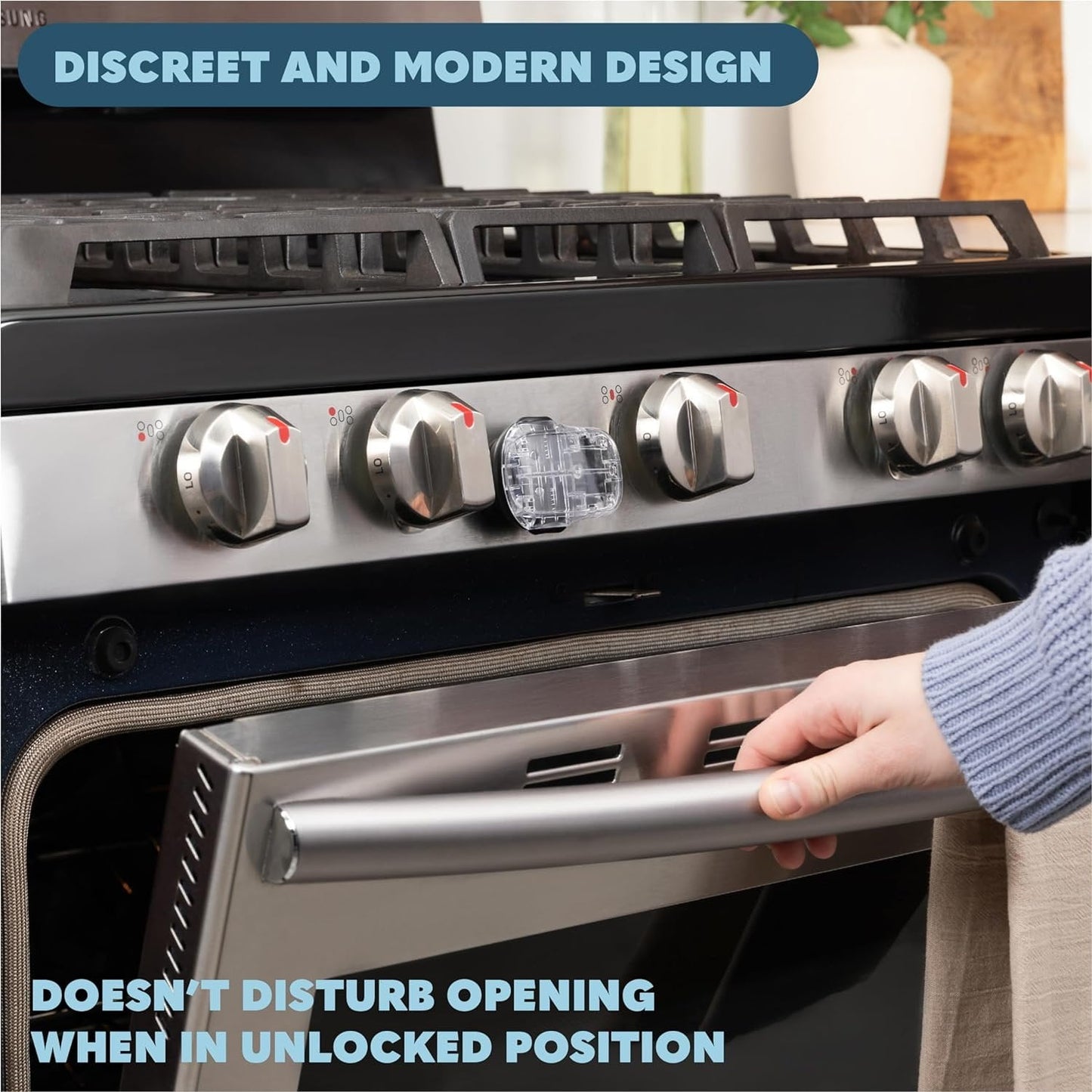 Todays Kids Oven Door Baby Proofing Heat-Resistant Lock - Oven Lock Child Safety, Baby Safety Products for Childproof Home - Strong 3M Adhesive, Easy Installation, One-Hand Use, No Tools