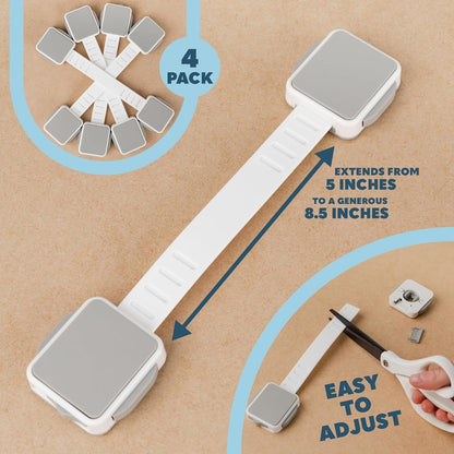 Todays Kids Child Safety Locks - Child Locks for Cabinets and Drawers, Adjustable & Secure Baby Locks - Double Lock System, 360 Degree Base Rotation - Easy Install Cabinet Locks Baby Proofing - 4 Pack