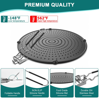 2Pcs Silicone Splatter Screen for Frying Pan , Foldable Grease Splatter Guard Suitable for 13” Pans, Sink Splash Guard , Multi-Function Kitchen Tool - Heat Resistant up to 562℉(Black)