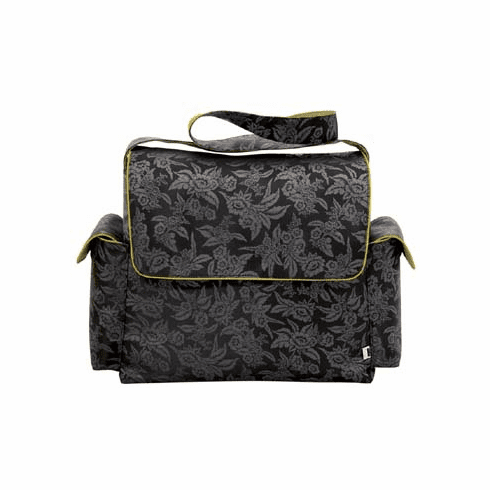 Black Floral Jacquard Messenger Baby Diaper Bag