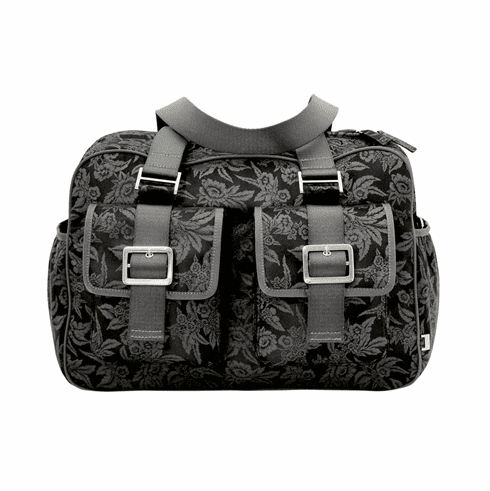 Black Floral Jacquard Carry All Diaper Bag