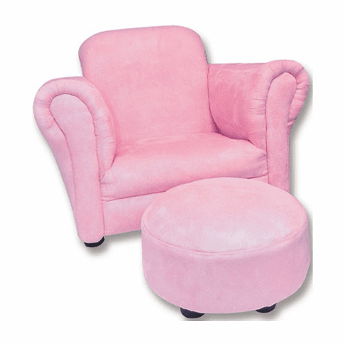 Pink Suede Stuffed Chair & Ottoman Free Shipping