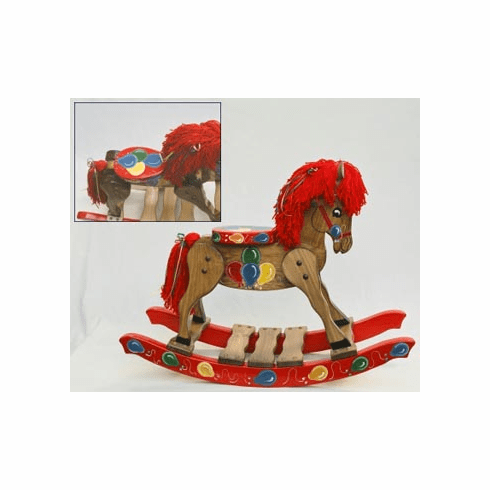 Kids Hand Painted Balloon Wooden Rocking Horse