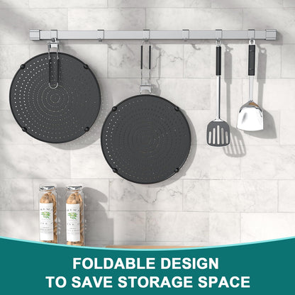 2Pcs Silicone Splatter Screen for Frying Pan , Foldable Grease Splatter Guard Suitable for 13” Pans, Sink Splash Guard , Multi-Function Kitchen Tool - Heat Resistant up to 562℉(Black)