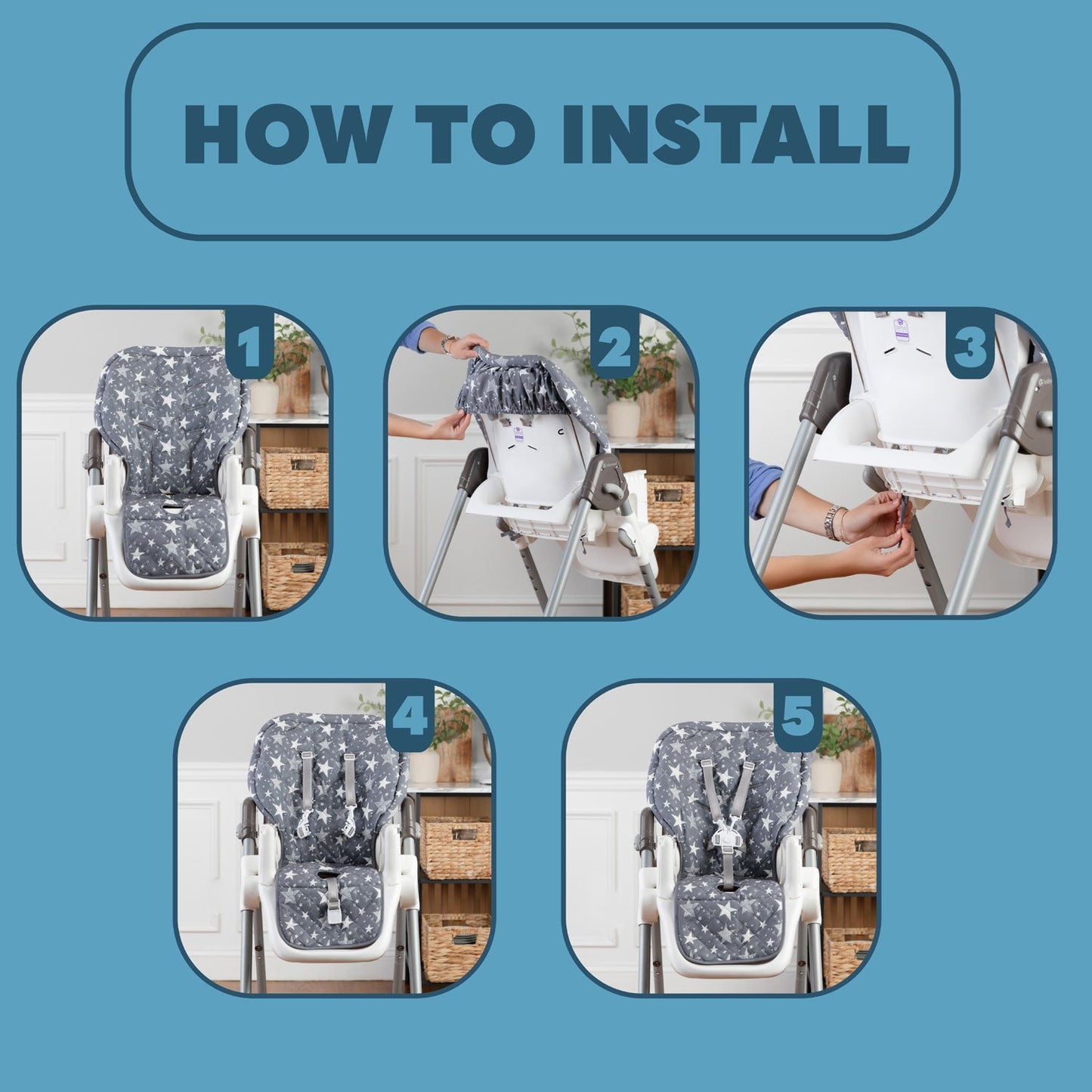 Todays Kids High Chair Pad - High Chair Cushion, High Chair Covers for Baby, Padded High Chair Insert w/Elastic Back