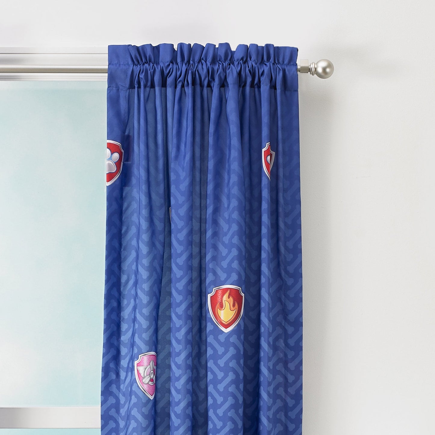 PAW Patrol Kids Bedroom Window Curtains, 2 Panel Set, 63inch Length, Blue