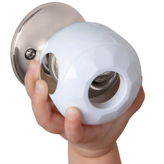 Todays Kids Baby Proofing Door Knob Covers 4 Pack - Easy to Install Child Safety Locks for Doors, Durable & Reusable Child Proof Door Lock, Dual-Lock & Versatile Design, Fits Round Doorknobs, White