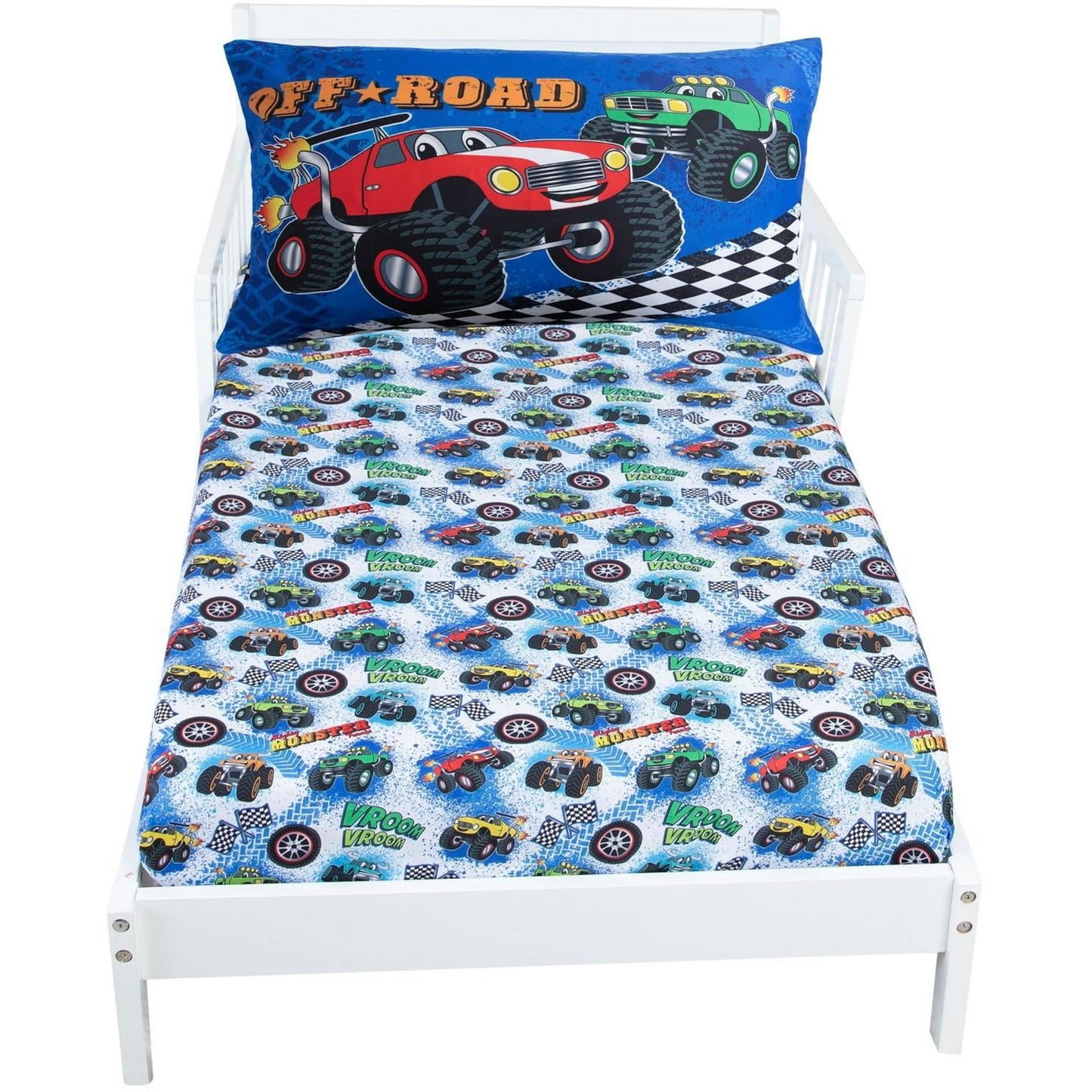 Todays Kids Monster Truck Bedding Toddler Bed Sheets 2-Piece Toddler Bed Sets for Boys Crib Size, 28x52 Fitted Sheet & 20x30 Pillowcase, Soft Breathable & Fade-Resistant Microfiber, Machine Washable