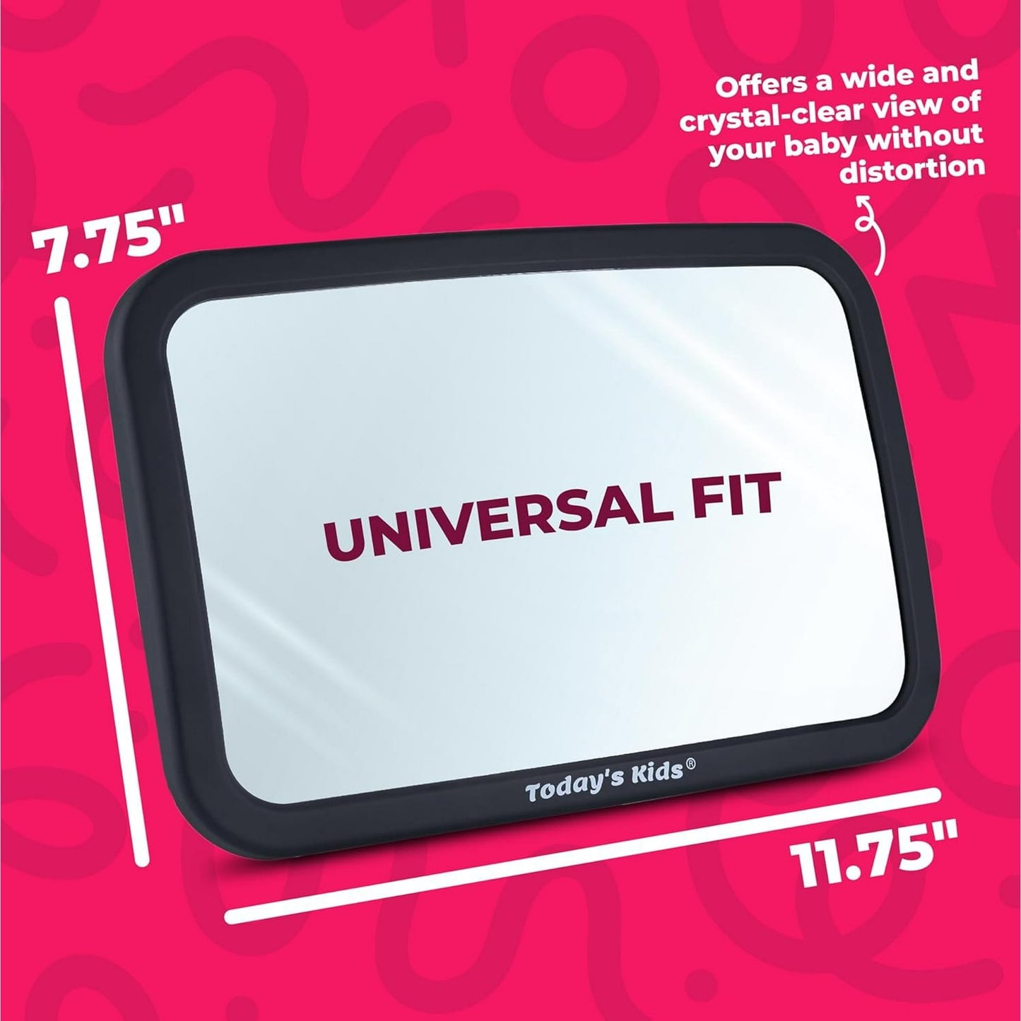 Todays Kids Baby Car Mirror for Back Seat Rear Facing - 360-Degree Adjustable Backseat Baby Mirror for Car, Extra Wide & Crystal Clear Car Mirror Baby Rear Facing Seat - Fully Assembled & Shatterproof