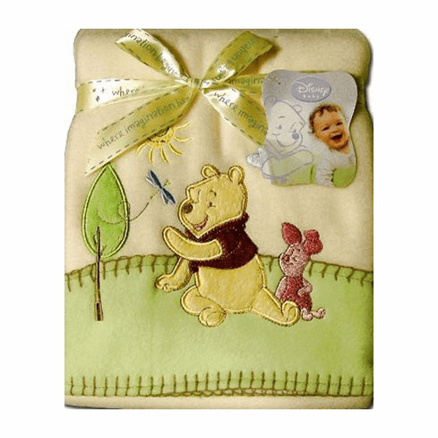 Winnie The Pooh Scenic Fleece Baby Blanket – Soft Plush Polyester Nursery Blanket with Pooh & Piglet for Babies