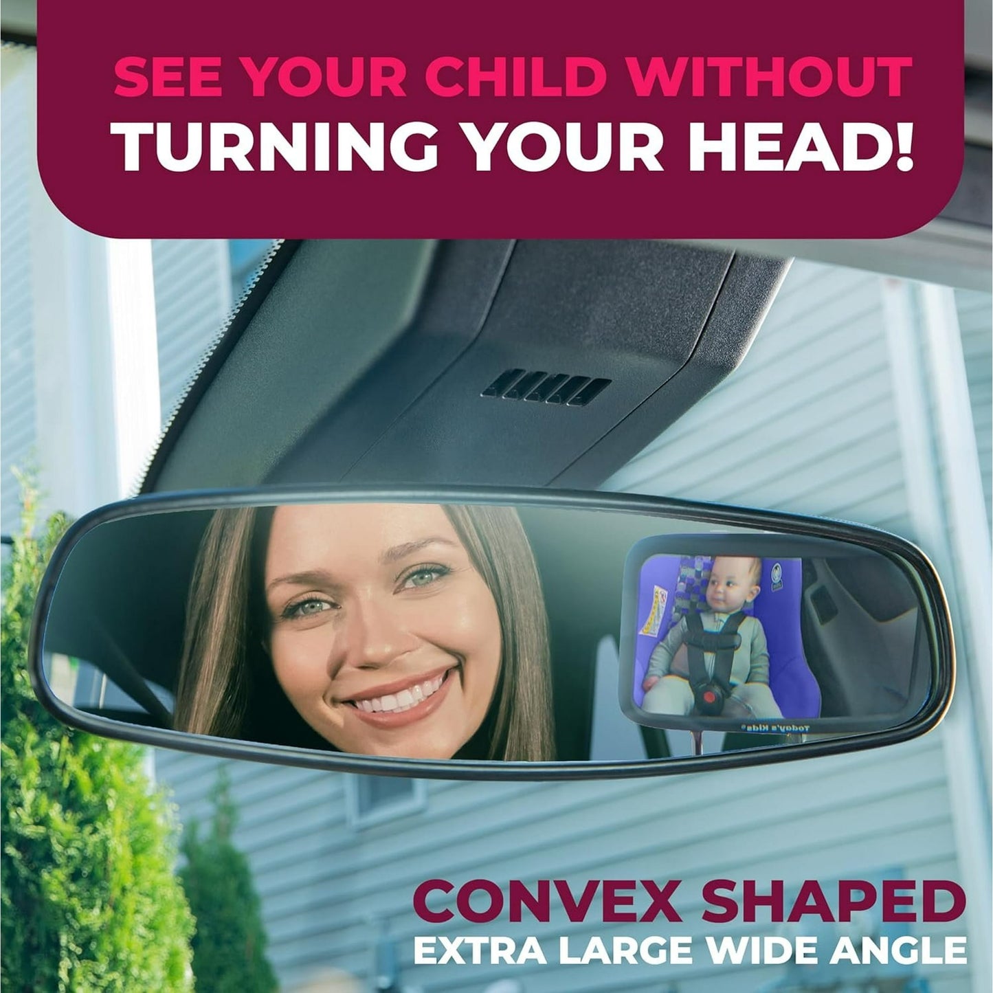 Todays Kids Baby Car Mirror for Back Seat Rear Facing - 360-Degree Adjustable Backseat Baby Mirror for Car, Extra Wide & Crystal Clear Car Mirror Baby Rear Facing Seat - Fully Assembled & Shatterproof